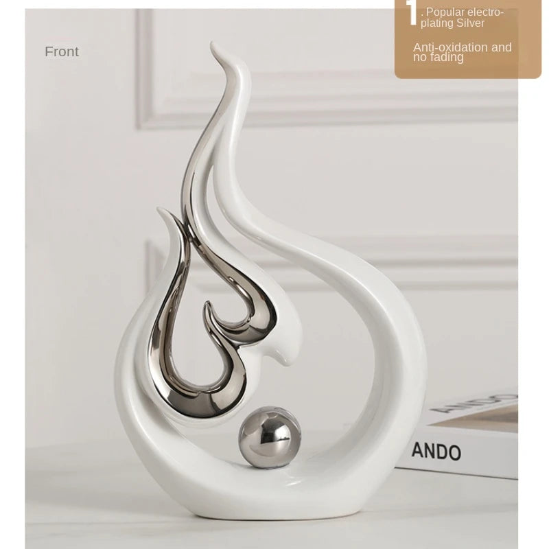 Fire-shaped Ceramic Sculpture - Elemental Home Decor Accent cabinet Sleek Contemporary Sophisticated Unique Elegant Decorative Trendy stylish Minimalist Artistic Luxury Designer tabletop table decor accessories tableware living room decor coffee table decor