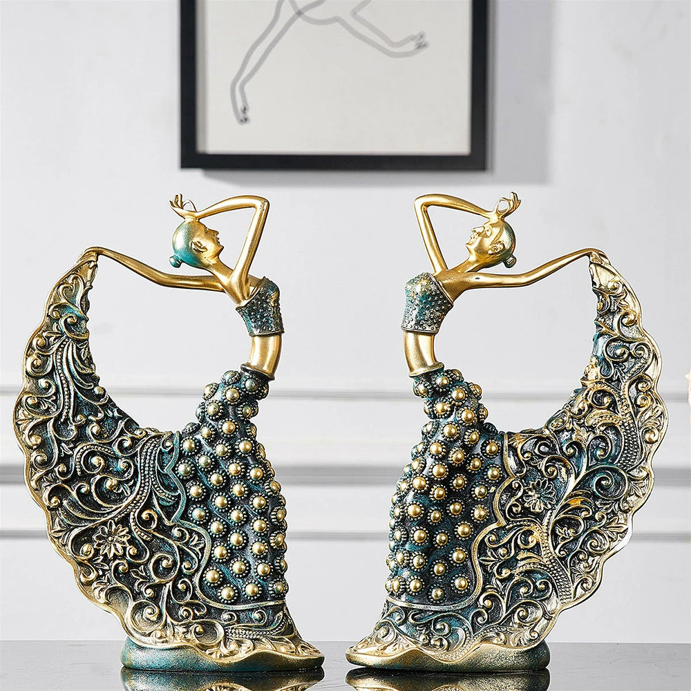 Dancing Figurines Peacock Model - Majestic Home Decor Accent cabinet Sleek Contemporary Sophisticated Unique Elegant Decorative Trendy stylish Minimalist Artistic Luxury Designer tabletop table decor accessories tableware living room decor coffee table decor
