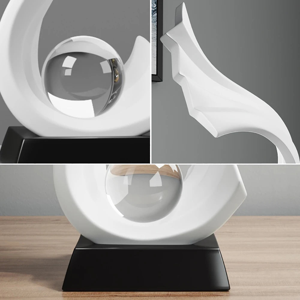 Nordic Style Irregular Wave Statue Crystal Ball - Bliss Vie