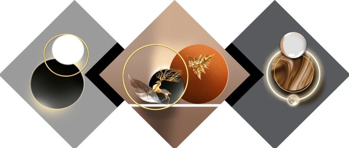 Abstract Planet Wall Painting (50x50 cm - Set of 3) - Bliss Vie