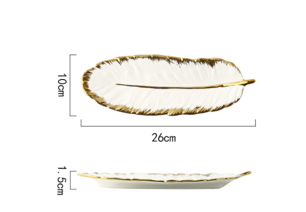 Nature-Inspired Elegance: Feather Leaf Tray - Decorative Trays Home Decor cabinet Sleek Contemporary Sophisticated Unique Elegant Decorative Trendy stylish Minimalist Artistic Luxury Designer tabletop table decor accessories tableware living room decor coffee table decor