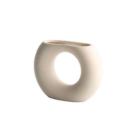 Nordic Ceramic Vase - Donut Shape - Modern Home Decor cabinet Sleek Contemporary Sophisticated Unique Elegant Decorative Trendy stylish Minimalist Artistic Luxury Designer tabletop table decor accessories tableware living room decor coffee table decor