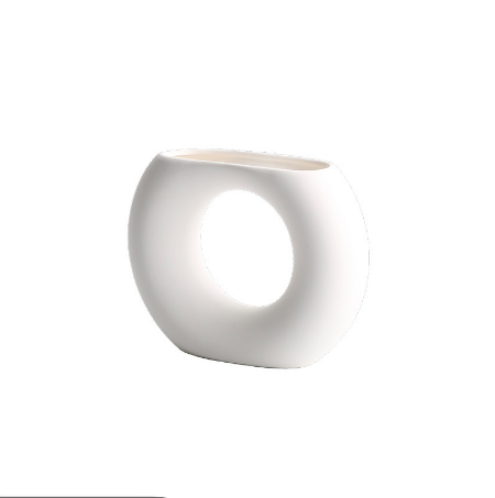 Nordic Ceramic Vase - Donut Shape - Modern Home Decor cabinet Sleek Contemporary Sophisticated Unique Elegant Decorative Trendy stylish Minimalist Artistic Luxury Designer tabletop table decor accessories tableware living room decor coffee table decor