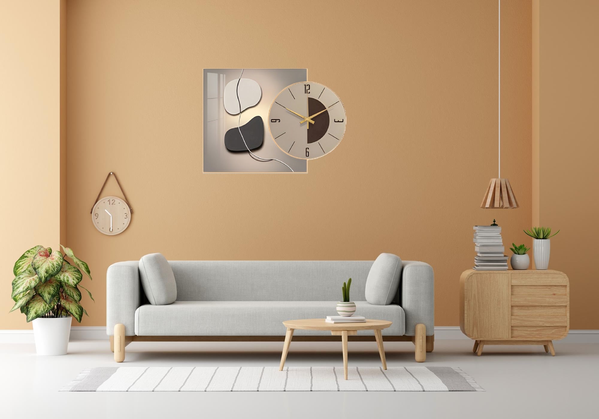 Wall Clock with Abstract Painting Modern - Bliss Vie
