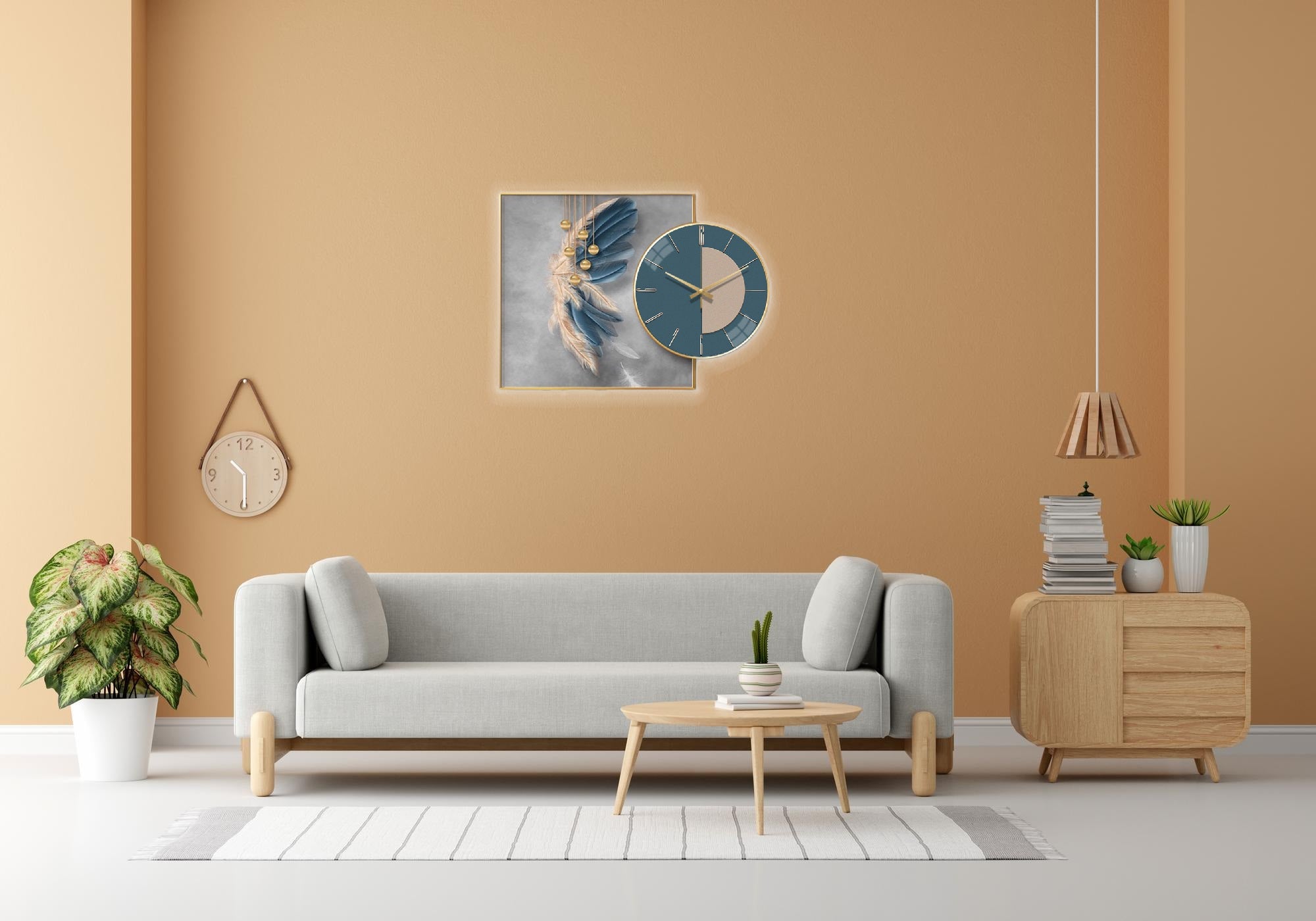 Wall Clock with Painting Contemporary - Bliss Vie