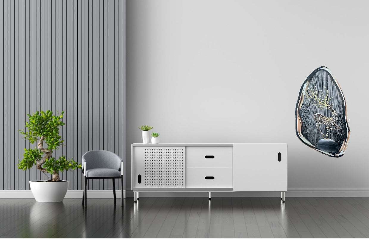 Wall Decor Deer Irregular Shape Painting with LED - Bliss Vie