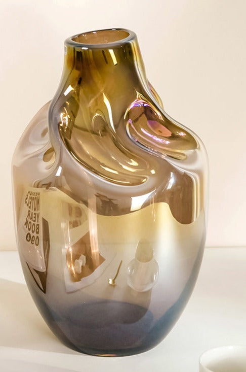 Holographic Glass Vase - Futuristic Floral Elegance Home Decor cabinet Sleek Contemporary Sophisticated Unique Elegant Decorative Trendy stylish Minimalist Artistic Luxury Designer tabletop table decor accessories tableware living room decor coffee table decor