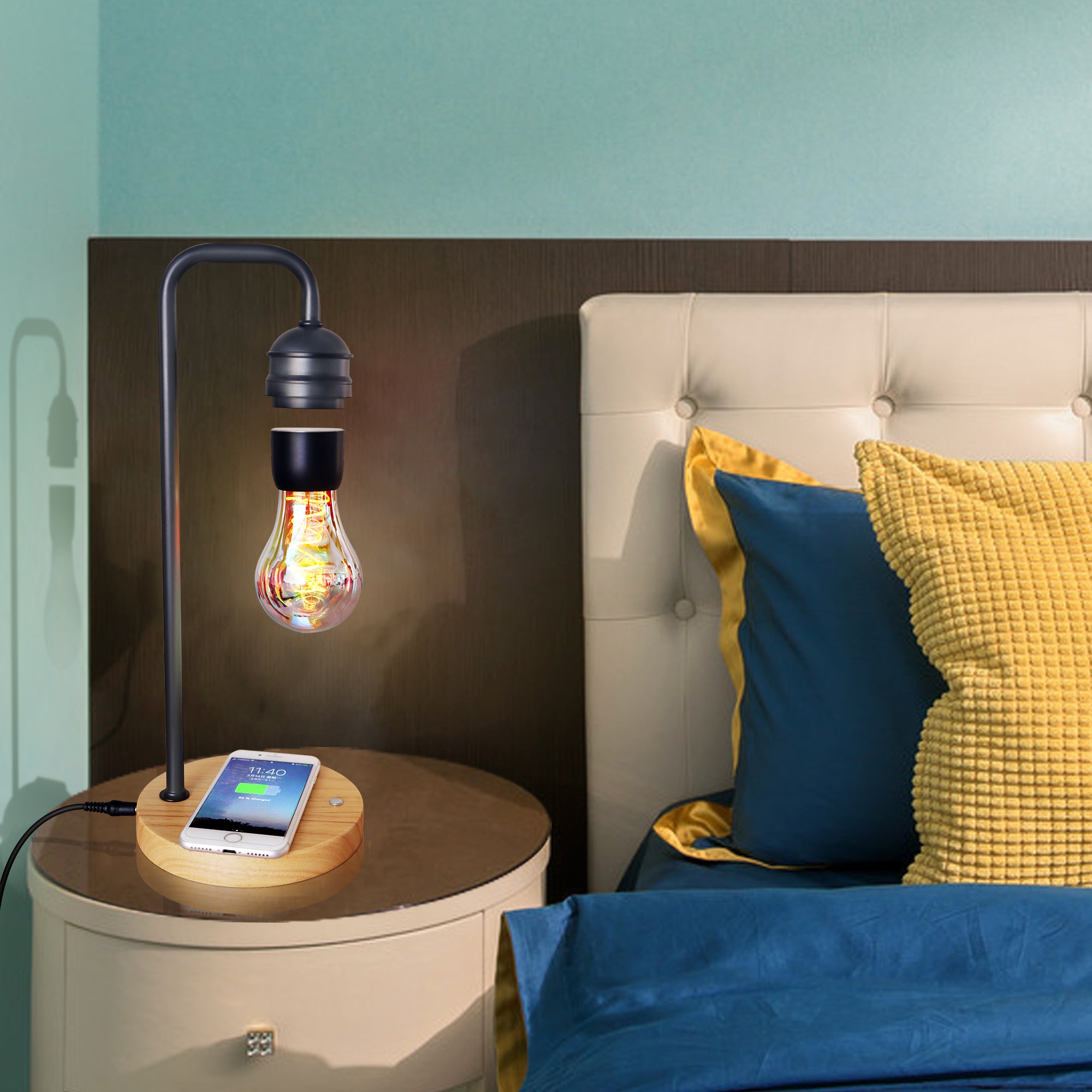 Wooden Floating Table Lamp - Minimalist Illumination Home Decor cabinet Sleek Contemporary Sophisticated Unique Elegant Decorative Trendy stylish Minimalist Artistic Luxury Designer tabletop table decor accessories tableware living room decor coffee table decor