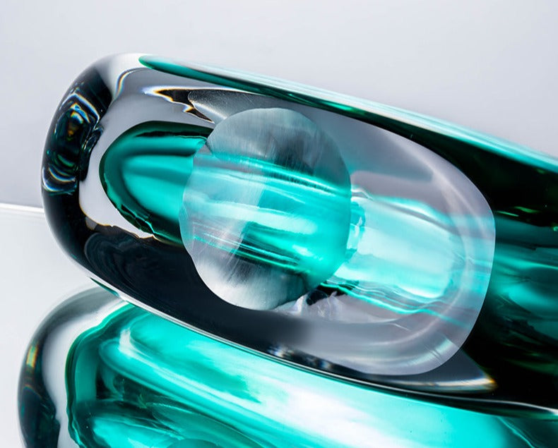 Oliruim Blue Glass Fish Figurine - Coastal Elegance Home Decor cabinet Sleek Contemporary Sophisticated Unique Elegant Decorative Trendy stylish Minimalist Artistic Luxury Designer tabletop table decor accessories tableware living room decor coffee table decor