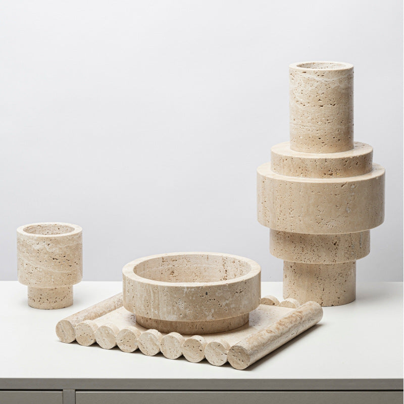 Travertine Vase And Flower Ware - Bliss Vie