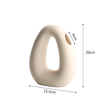 Nordic Ceramic Vase - O Shaped - Minimalist Home Decor Accent cabinet  Sleek Contemporary Sophisticated Unique Elegant Decorative Trendy stylish Minimalist Artistic Luxury Designer tabletop table decor accessories tableware living room decor coffee table decor