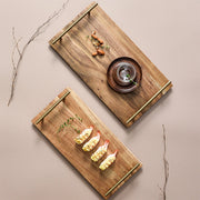 Wooden Tray with Metal Handles | Home Decor cabinet  Sleek Contemporary Sophisticated Unique Elegant Decorative Trendy stylish Minimalist Artistic Luxury Designer tabletop table decor accessories tableware living room decor coffee table decor