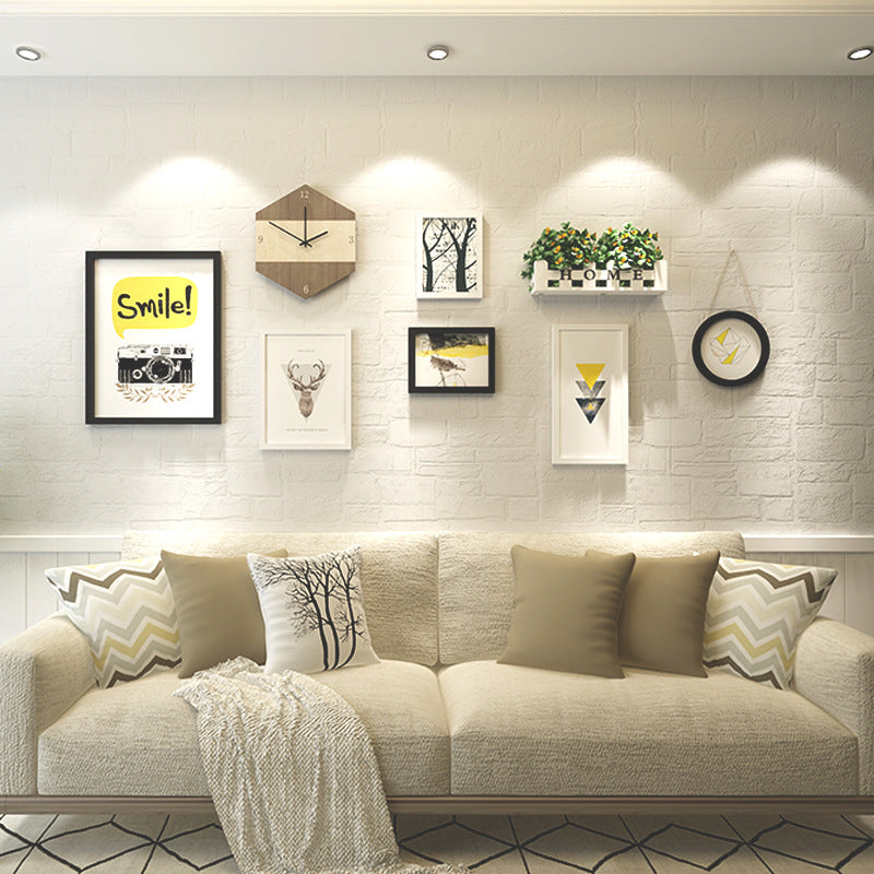 Transform Your Space with Modern Living Room Decor - Exclusive Painting, Photo Frame, and Clock and planter Set, home decor