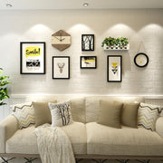 غرفة المعيشة الحديثة اللوحة الزخرفية إطار الصورة مجموعة ساعة مع زارع