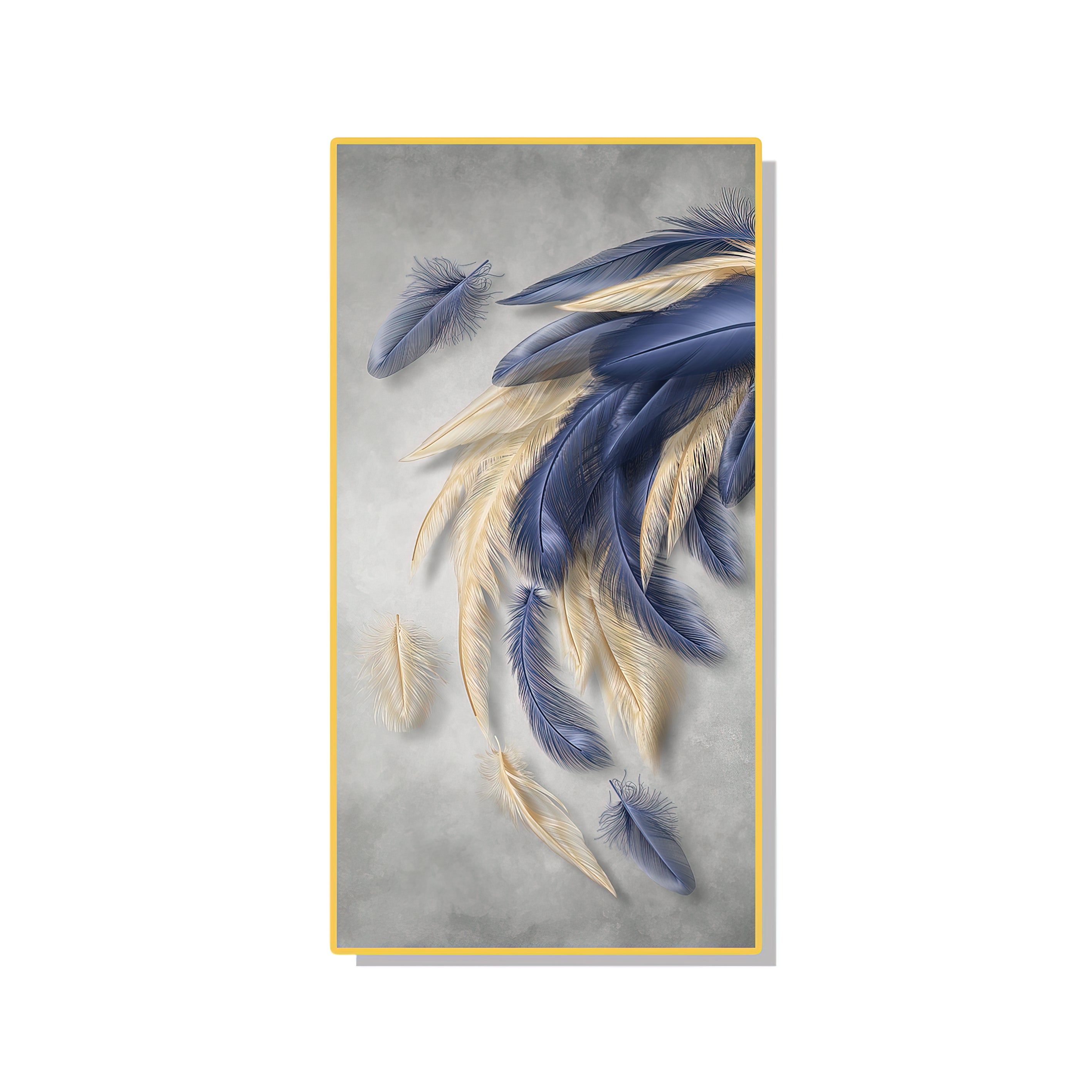 Pure Feathers Abstract Wall Painting - Grand 80x160 cm Art Piece Home Decor crystal porcelain Framed Large wall wall art wall accents