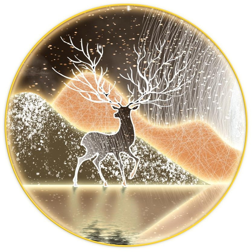 Mountain Deer Round Painting with LED