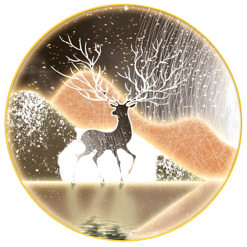 Mountain Deer Round Painting with LED