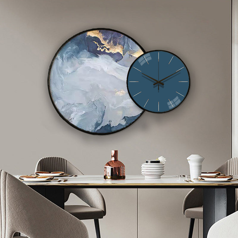 Wall Clock with Painting Abstract Round