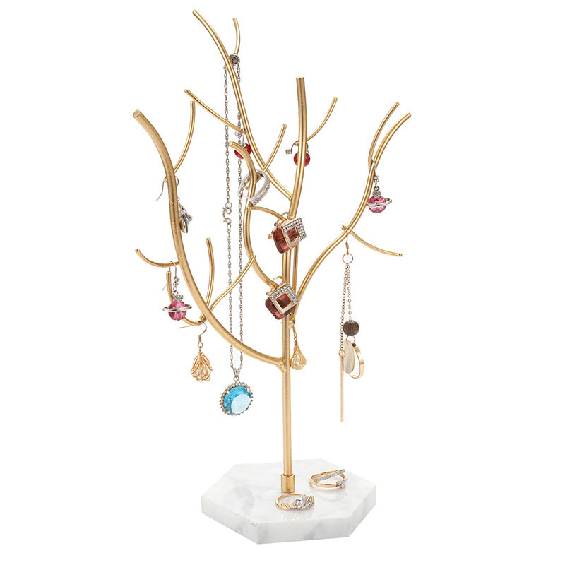 Organize with Elegance: Marble Jewelry Stand in Tree Design Home Decor Crystal Sleek Contemporary Sophisticated Unique Elegant Decorative Trendy stylish Chic Minimalist Artistic Luxury Designer tabletop table decor accessories tableware