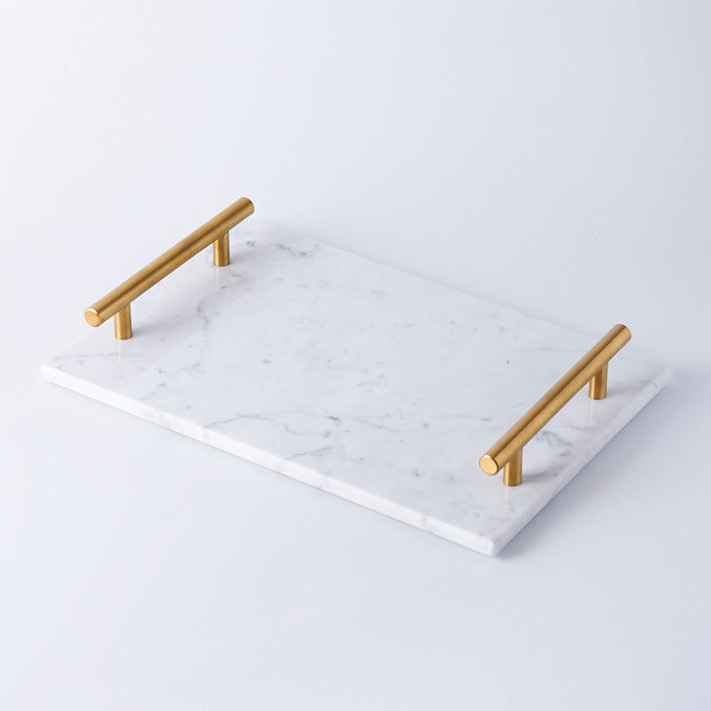Marble Tray with Gold Handles | Home Decor Crystal Sleek Contemporary Sophisticated Unique Elegant Decorative Trendy stylish Chic Minimalist Artistic Luxury Designer tabletop table decor accessories tableware