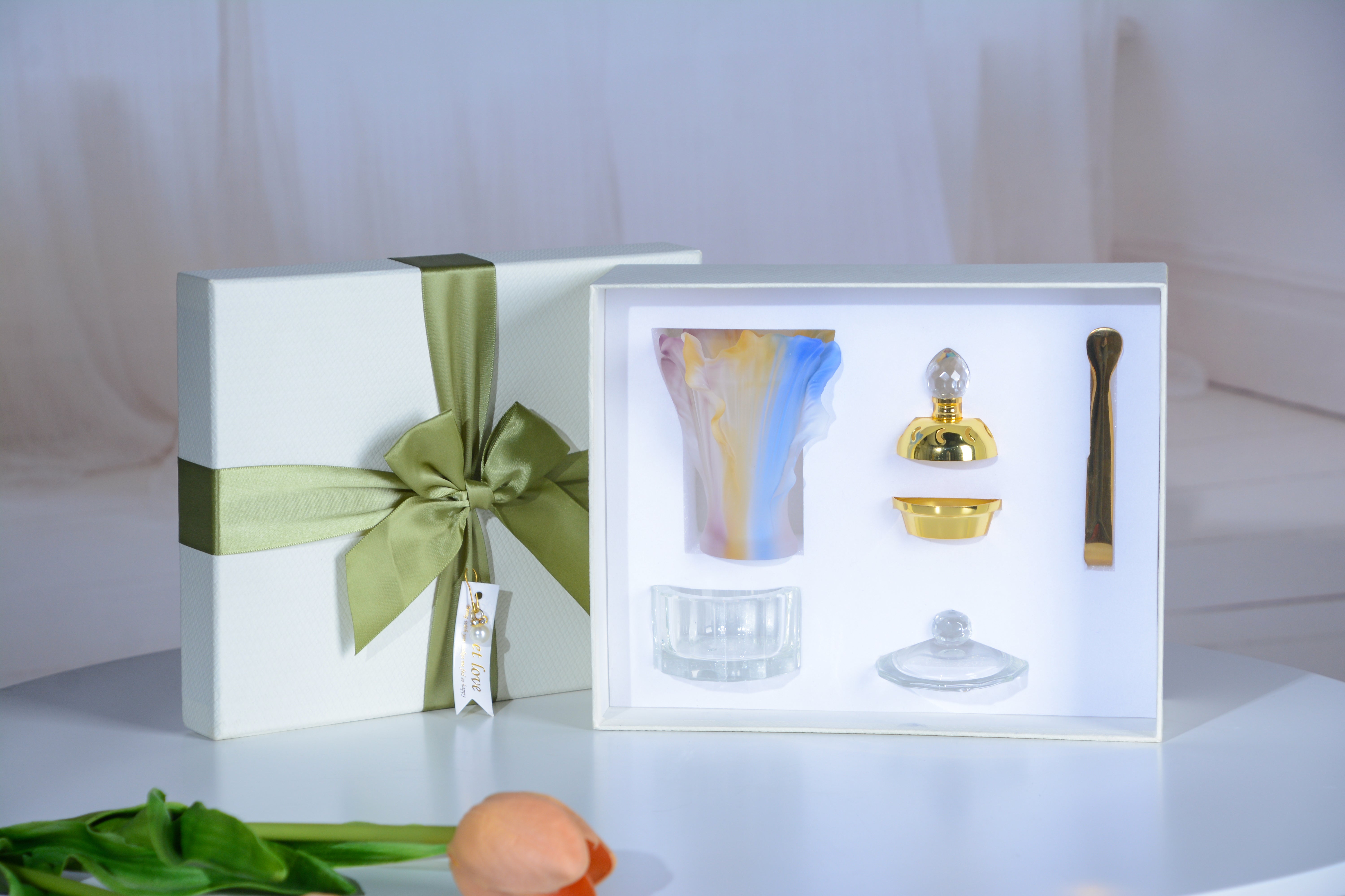 Crystal Bukhoor Incense Burner - Gift Set (Multi Poppy)