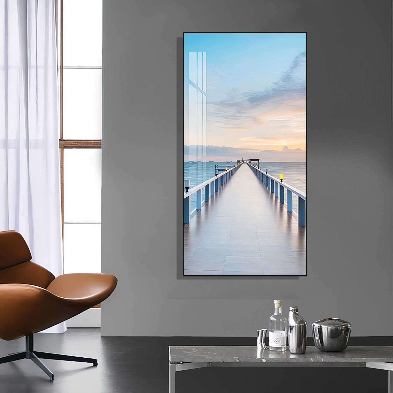 Captivating Sky Bridge Landscape Wall Painting - 60x120 cm Home Decor crystal porcelain Framed Large wall wall art wall accents landscape Nature-inspired