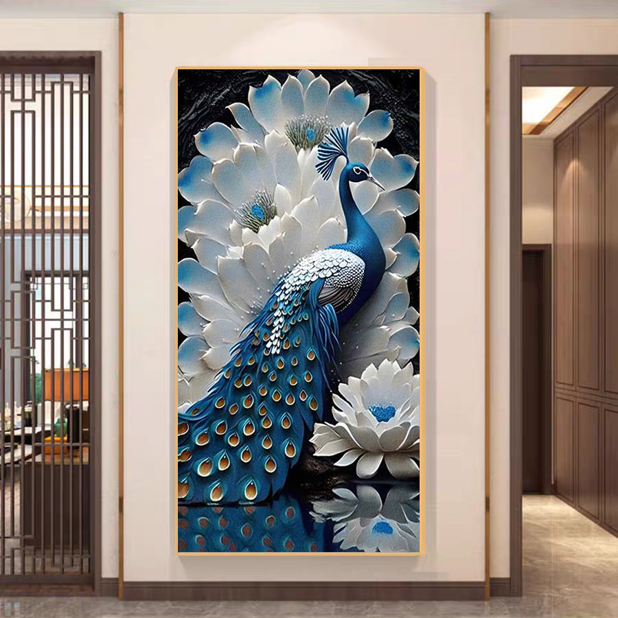 Peacock Painting with Diamond