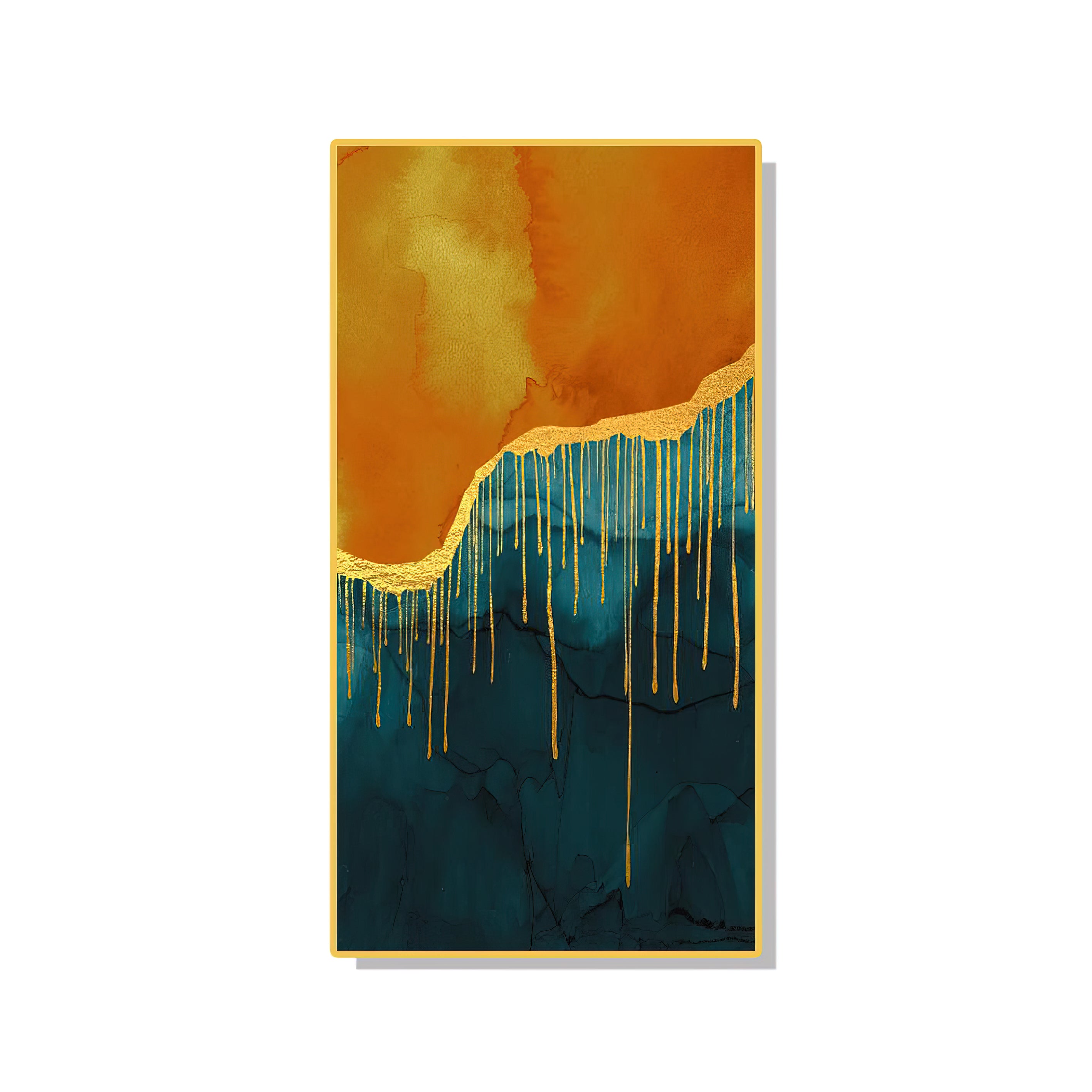 Bluish Golden Dark Abstract Wall Painting - 50x100 cm Artwork Home Decor crystal porcelain Framed Large wall wall art wall accents