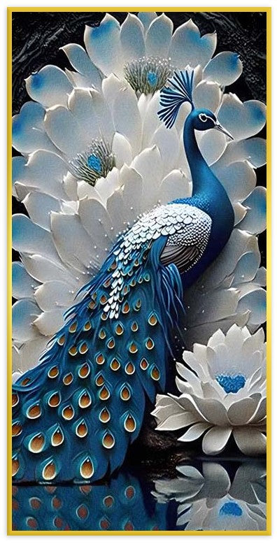 Peacock Painting with Diamond