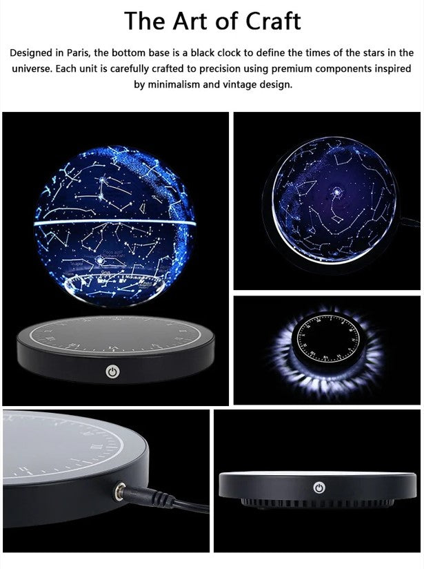 Starry Nights - Magnetic Levitation Lamp with Globe Design for Magical Illumination Home Decor cabinet  Sleek Contemporary Sophisticated Unique Elegant Decorative Trendy stylish Minimalist Artistic Luxury Designer tabletop table decor accessories tableware living room decor coffee table decor