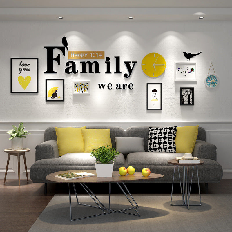 Transform Your Space with Modern Living Room Decor - Exclusive Painting, Photo Frame, and Clock Set, home decor