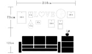 غرفة المعيشة الحديثة اللوحة الزخرفية إطار الصورة مجموعة الساعة مع الحب