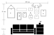 غرفة المعيشة الحديثة اللوحة الزخرفية إطار الصورة مجموعة ساعة مع قرون