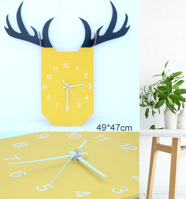 Modern Living Room Decorative Painting Photo frame Clock Set with Horns