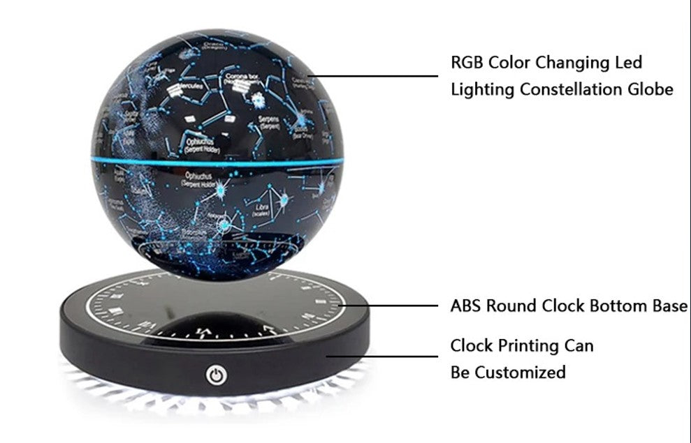 Starry Nights - Magnetic Levitation Lamp with Globe Design for Magical Illumination Home Decor cabinet  Sleek Contemporary Sophisticated Unique Elegant Decorative Trendy stylish Minimalist Artistic Luxury Designer tabletop table decor accessories tableware living room decor coffee table decor