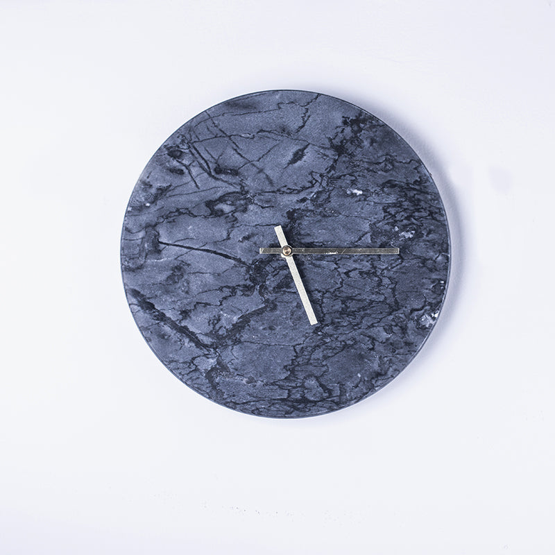 Sleek Black Grey Marble Clock | Home Decor Unique Luxury Minimalist desk tabletop table stylish artistic Contemporary Nordic Timepiece Timekeeping Scandinavian trendy modern compact