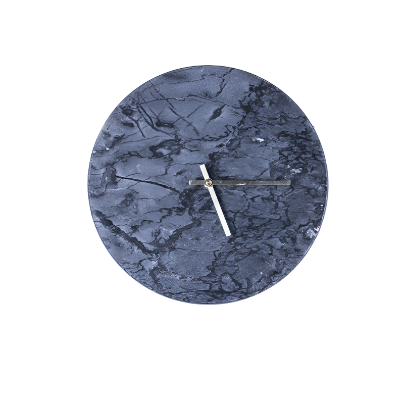 ساعة رخامية دائرية - أسود رمادي