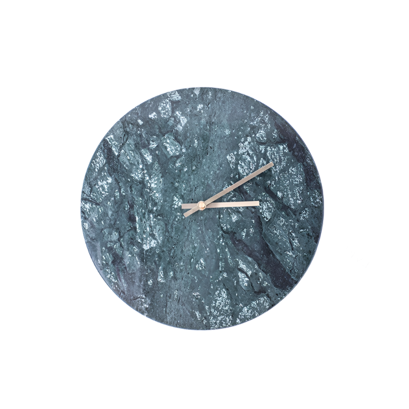 Round Marble Clock - Green