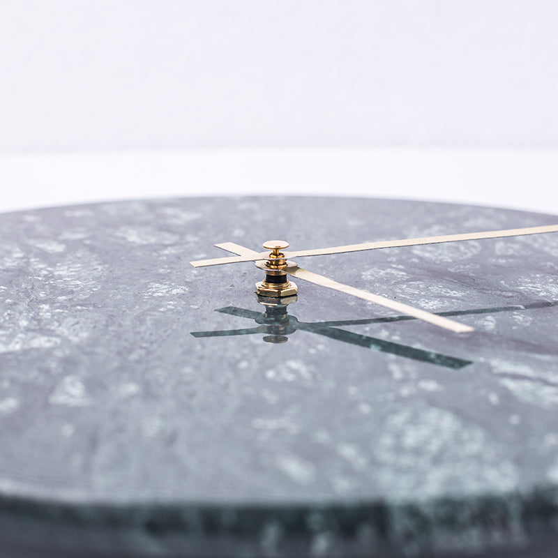 Sleek Black Grey Marble Clock | Home Decor Unique Luxury Minimalist desk tabletop table stylish artistic Contemporary Nordic Timepiece Timekeeping Scandinavian trendy modern compact