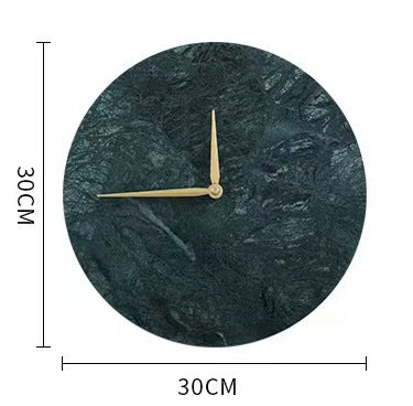 Elegant Round Green Marble Clock | Home Decor Unique Luxury Minimalist desk tabletop table stylish artistic Contemporary Nordic Timepiece Timekeeping Scandinavian trendy modern compact