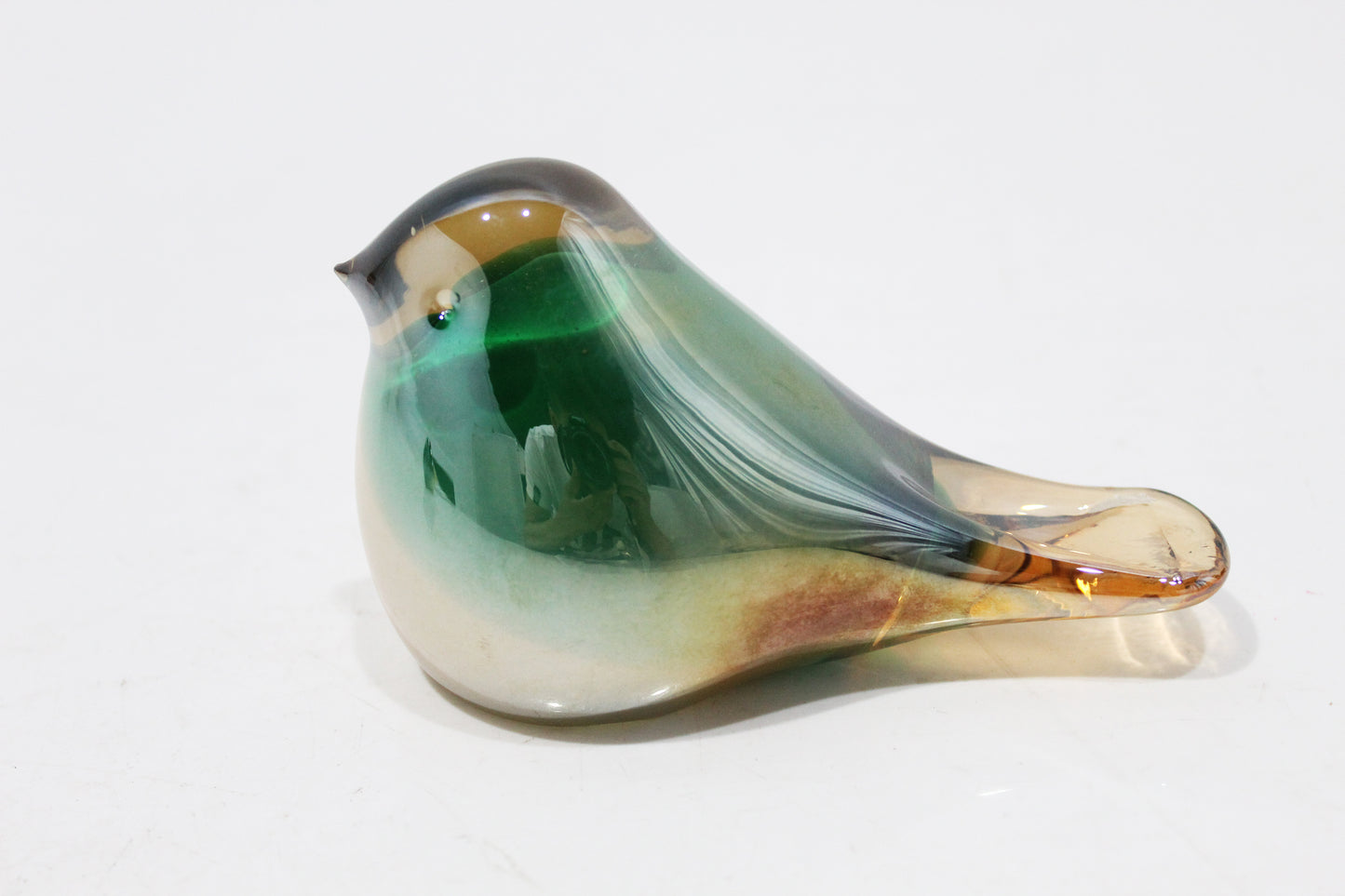 Nature's Palette - Amber & Green Glass Bird for Artistic Displays Home Decor cabinet  Sleek Contemporary Sophisticated Unique Elegant Decorative Trendy stylish Minimalist Artistic Luxury Designer tabletop table decor accessories tableware living room decor coffee table decor
