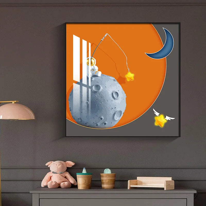 Kids Room Astronaut Wall Painting