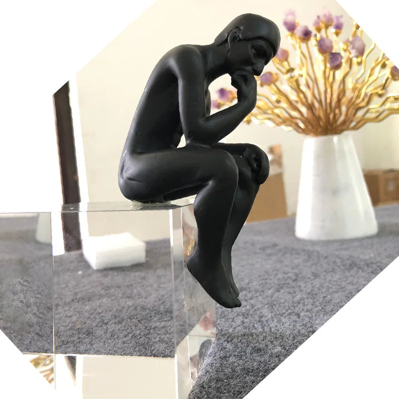 Elegant Thinking Man Sculpture - Cultivate Creativity Home Decor cabinet  Sleek Contemporary Sophisticated Unique Elegant Decorative Trendy stylish Minimalist Artistic Luxury Designer tabletop table decor accessories tableware living room decor coffee table decor