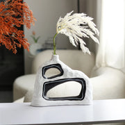 Eclectic Unique Black n White Black Vase - Artistic Vase Decor Home Decor cabinet  Sleek Contemporary Sophisticated Unique Elegant Decorative Trendy stylish Minimalist Artistic Luxury Designer tabletop table decor accessories tableware living room decor coffee table decor