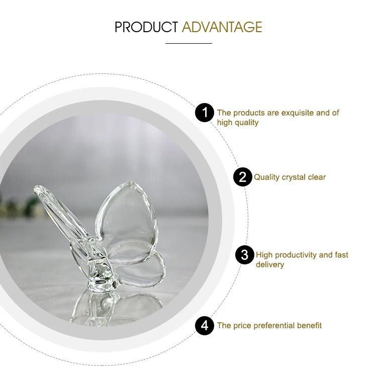 Whimsical Beauty - Crystal Butterfly Ornaments for Delicate Decor Home Decor Crystal Sleek Contemporary Sophisticated Unique Elegant Decorative Trendy stylish Chic Minimalist Artistic Luxury Designer tabletop table decor