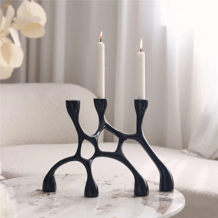 Cozy 3 Arm Candle Holder - Warm and Inviting Home Fragrance Accent Home Decor cabinet  Sleek Contemporary Sophisticated Unique Elegant Decorative Trendy stylish Minimalist Artistic Luxury Designer tabletop table decor accessories tableware living room decor coffee table decor