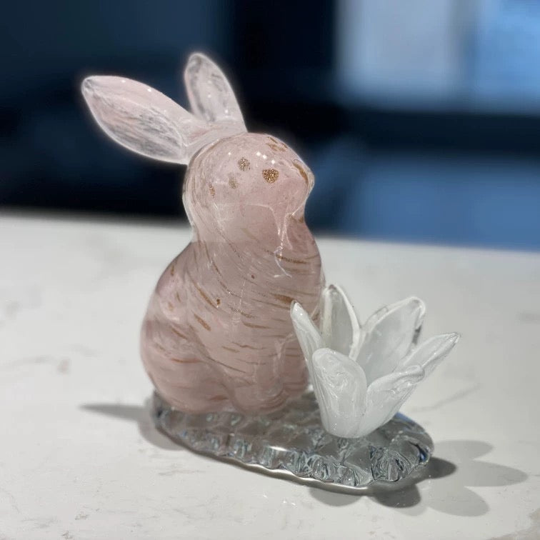 Whimsical Charm - Rabbit Glass Ornament for Playful Decor Home Decor cabinet  Sleek Contemporary Sophisticated Unique Elegant Decorative Trendy stylish Minimalist Artistic Luxury Designer tabletop table decor accessories tableware living room decor coffee table decor