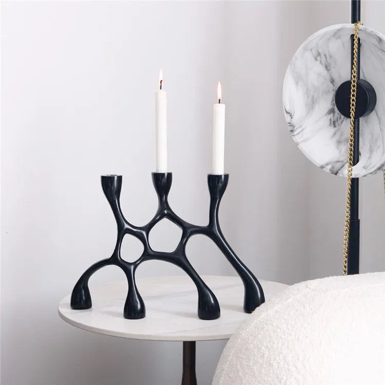 Cozy 3 Arm Candle Holder - Warm and Inviting Home Fragrance Accent Home Decor cabinet  Sleek Contemporary Sophisticated Unique Elegant Decorative Trendy stylish Minimalist Artistic Luxury Designer tabletop table decor accessories tableware living room decor coffee table decor