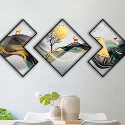 Triple Special-Shaped wall Painting