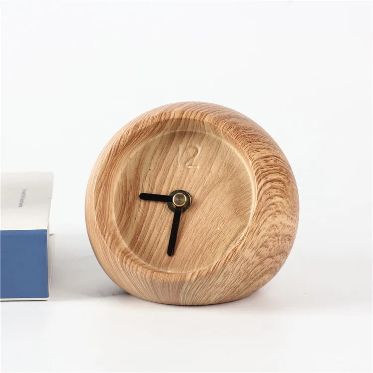 Vintage Wooden Tabletop Watch - Retro-Inspired Clock Decor Home Decor Unique Luxury Minimalist desk tabletop table stylish artistic Contemporary Nordic Timepiece Timekeeping Scandinavian trendy modern compact